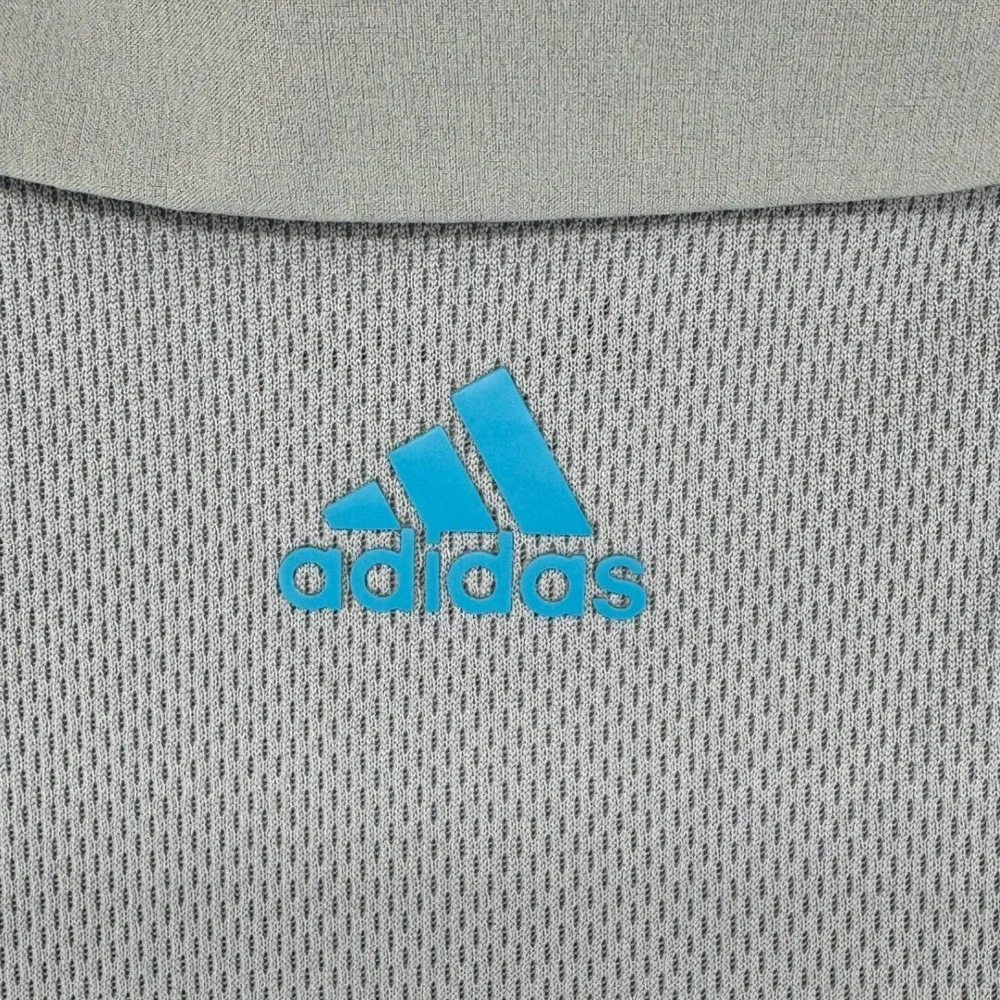 Adidas Golf Climacool Polo Men's L Gray Blue Stripe Golfcore Preppy EUC